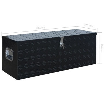 Ladă din aluminiu, negru, 1085 x 370 x 400 mm - Img 7