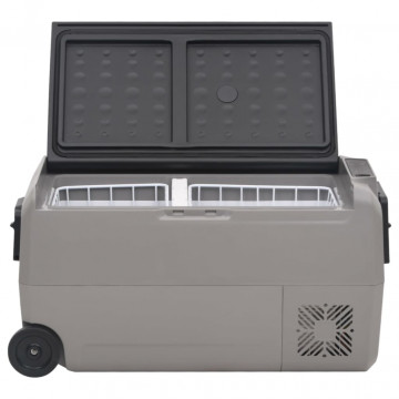 Ladă frigorifică cu roată și adaptor, negru&gri, 60 L, PP & PE - Img 3