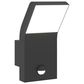 Lampă exterioară de perete cu LED/senzor, negru aluminiu turnat - Img 2