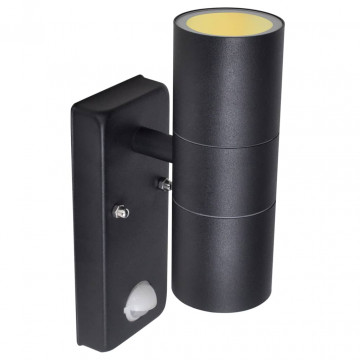 Lampă perete LED cu senzor, formă cilindrică, negru, oțel inoxidabil - Img 4