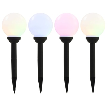 Lămpi solare de exterior cu LED, 4 buc., 15 cm, RGB, sferic - Img 1
