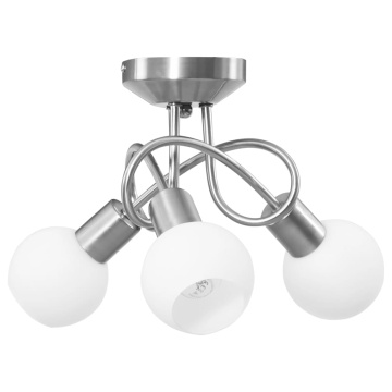 Lustră cu abajururi din ceramică, 3 becuri E14, alb, glob - Img 4