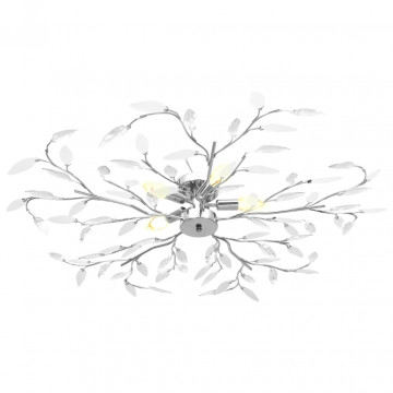 Lustră cu brațe tip frunze cristal acrilic alb 5 becuri E14 - Img 2