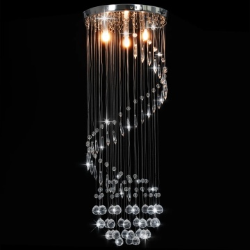 Lustră cu mărgele de cristal, argintiu, spirală, G9 - Img 2