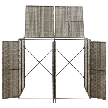 Magazie de pubele dublă, gri, 140x80x117 cm, poliratan - Img 3