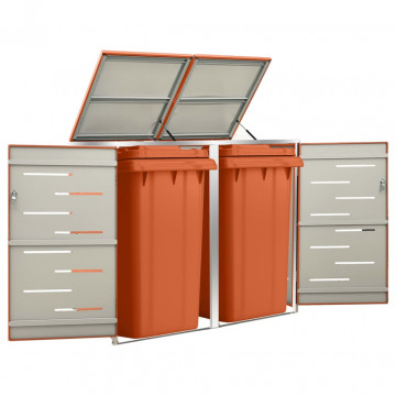 Magazie pentru două pubele, 138x77,5x115,5 cm, oțel inoxidabil - Img 1