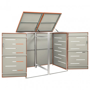 Magazie pentru două pubele, 138x77,5x115,5 cm, oțel inoxidabil - Img 6