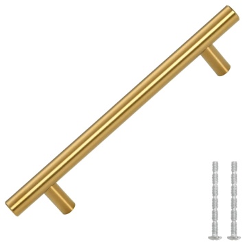Mânere de dulap, 10 buc., auriu, 128 mm, oțel inoxidabil - Img 3
