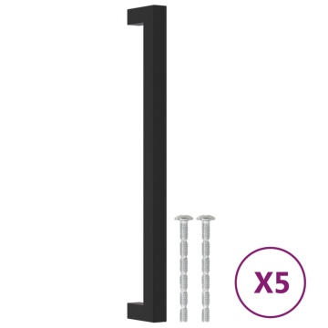 Mânere de dulap, 5 buc., negru, 224 mm, oțel inoxidabil - Img 2