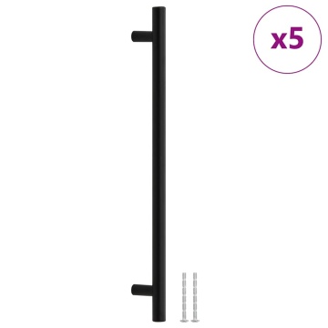 Mânere de dulap, 5 buc., negru, 224 mm, oțel inoxidabil - Img 2