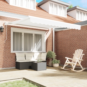 Marchiză retractabilă automată Alb 350x250 cm, Țesătură de înlocuire pentru marchiză pentru cadru de 3.5x2.5 m Alb - Img 3