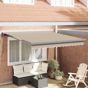 Marchiză Retractabilă Automată Bej 300x250 cm, Țesătură de înlocuire pentru marchiză pentru cadru de 3x2.5 m Bej - Img 1