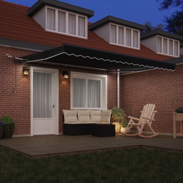 Marchiză Retractabilă Automată cu LED Neagră 400x350 cm, Lentilă de înlocuire pentru marchiză 4x3,5 m Neagră - Img 3