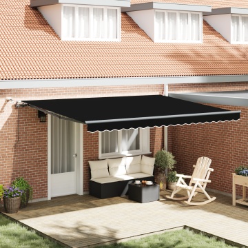 Marchiză Retractabilă Automată cu LED Negru 450x300 cm, Material de Încărcare pentru Marchiză pentru Cadru de 4.5x3 m Negru - Img 1