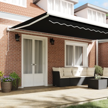 Marchiză Retractabilă Automată Neagră 500x300 cm, Material pentru înlocuirea marchizei pentru cadru de 5x3 m Negru - Img 3