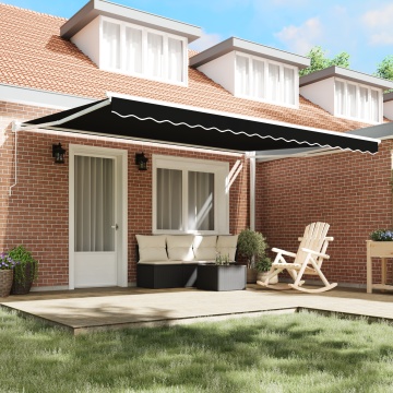 Marchiză retractabilă manuală Neagră 450x300 cm, Fabrică de înlocuire pentru marchiză de 4.5x3 m Neagră - Img 3