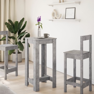 Masă bar, gri beton, 51x50x103,5 cm, lemn prelucrat - Img 3