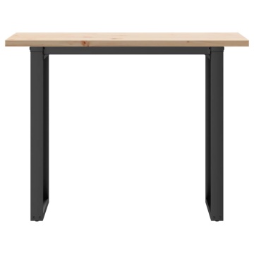 Masă bucătărie, cadru O, 100x50x75,5 cm lemn masiv pin și fontă - Img 4