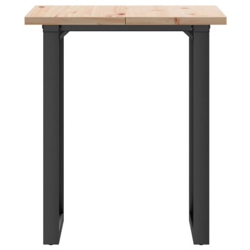 Masă bucătărie, cadru O, 70x70x75,5 cm lemn masiv pin și fontă - Img 4