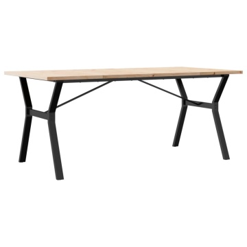 Masă bucătărie, cadru Y, 180x90x75,5 cm lemn masiv pin și fontă - Img 5