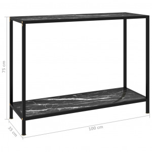 Masă consolă, negru, 100 x 35 x 75 cm, sticlă securizată - Img 5