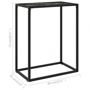 Masă consolă, negru, 60x35x75 cm, sticlă securizată - Img 5