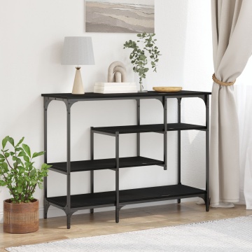 Masă Consolă Negru Stejar 100x35x75 cm Lemn prelucrat și Oțel - Img 1