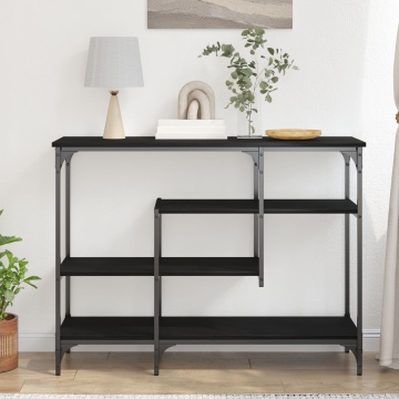 Masă Consolă Negru Stejar 100x35x75 cm Lemn prelucrat și Oțel - Img 4