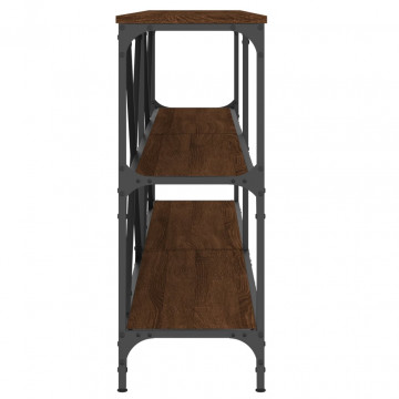 Masă consolă stejar maro 180x30x75 cm lemn prelucrat și fier - Img 8