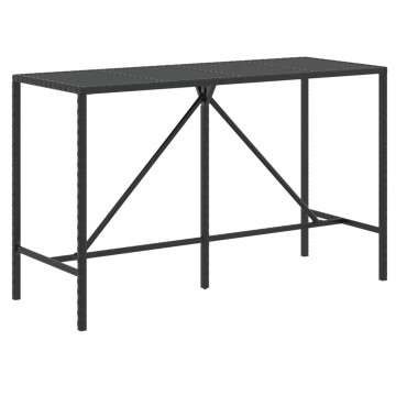 Masă de bar cu blat din sticlă, negru, 180x70x110 cm, poliratan - Img 2