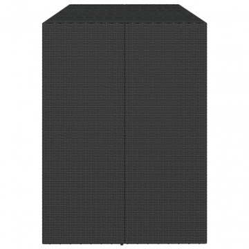 Masă de bar cu blat din sticlă, negru, 185x80x110 cm, poliratan - Img 4