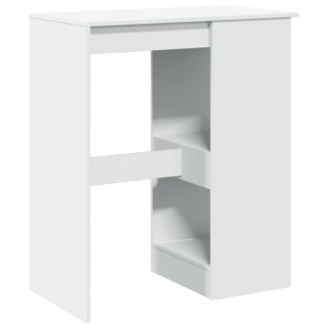 Masă de bar cu raft, alb, 90x47,5x103,5 cm, lemn prelucrat - Img 5