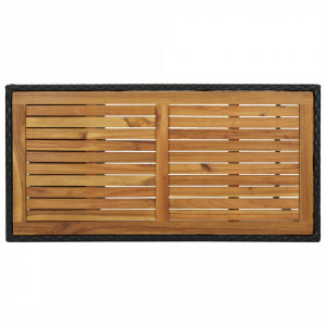 Masă de bar cu raft de depozitare negru 120x60x110 cm poliratan - Img 5