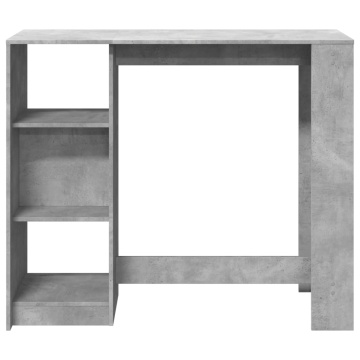 Masă de bar cu raft, gri beton, 124x46x103,5 cm, lemn prelucrat - Img 4