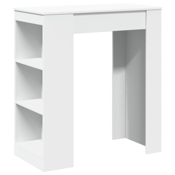 Masă de bar cu rafturi, alb, 95x47x103,5 cm, lemn prelucrat - Img 2