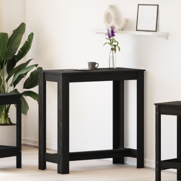 Masă de bar Neagră din Stejar 102x50x103,5 cm din Lemn Stratificat - Img 4