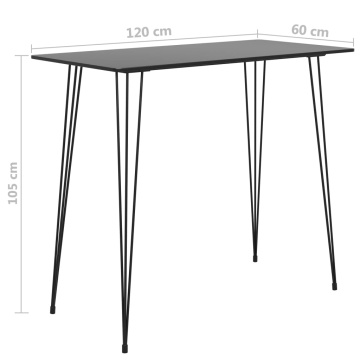 Masă de bar, negru, 120 x 60 x 105 cm - Img 5