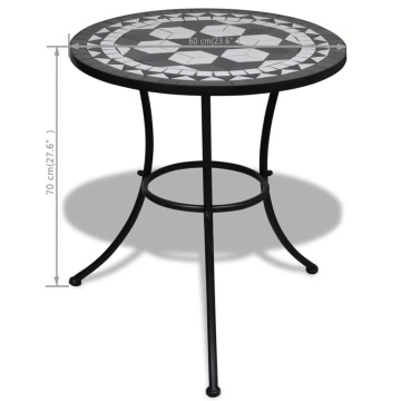Masă de bistro, alb și negru, 60 cm, mozaic - Img 9