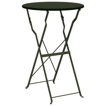 Masă de Bistro Pliabilă Verde Închis Ø50x71 cm Oțel Vopsit - Img 2