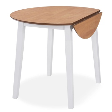Masă de bucătărie extensibilă, rotund, MDF, alb - Img 3