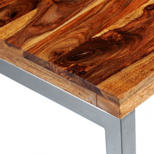 Masă de bucătărie lemn masiv sheesham birou cu picioare de oțel - Img 6