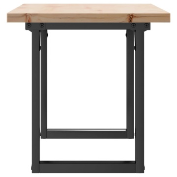 Masă de cafea, cadru O, 90x40x45,5 cm, lemn masiv pin și fontă - Img 8