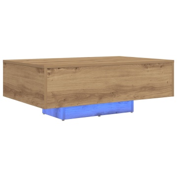 Masă de cafea cu lumini LED Stejar Artisan 85x55x31 cm - Img 2