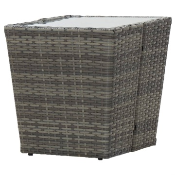Masă de ceai gri 41,5x41,5x43 cm poliratan sticlă securizată - Img 4