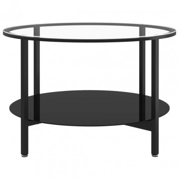 Masă de ceai ,negru și transparent, 70 cm, sticlă securizată - Img 3