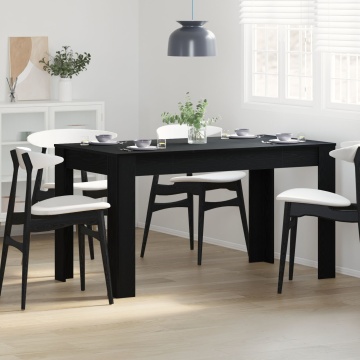 Masă de dining Neagră cu aspect de Stejar 140x74,5x76 cm din Lemn Compus - Img 4