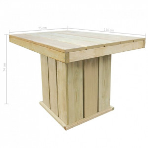Masă de grădină, 110 x 75 x 74 cm, lemn de pin tratat - Img 2