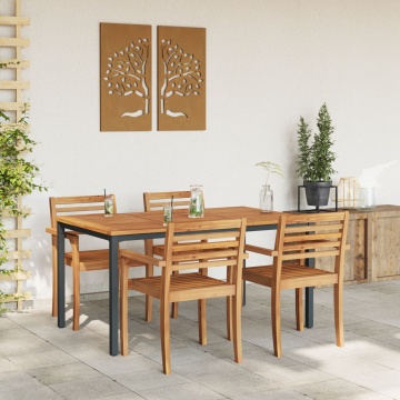 Masă de grădină 150x90x75 cm din lemn masiv de acacia și metal - Img 4