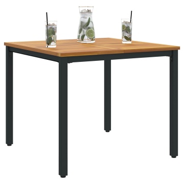 masă de grădină 90x90x75 cm din lemn masiv de acacia și metal - Img 3