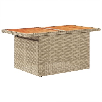 Masă de grădină, bej, 100x55x73 cm, poliratan și lemn de acacia - Img 4